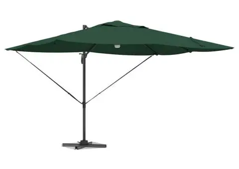 Parasol cantilever Roma verde cu LED-uri, dimensiuni 352x251x265 cm, din aluminiu. - 3/5