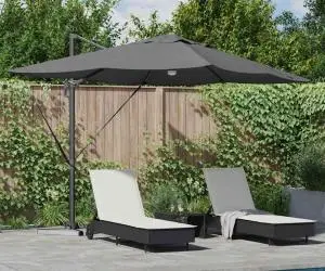 vidaXL Umbrela Roma cantilever cu LED-uri, antracit, 352x251x265 cm, din aluminiu.