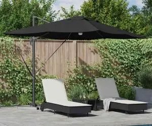 vidaXL Umbrela Cantilever Roma cu LED-uri Negru, Dimensiuni: 352x251x265 cm, din Aluminiu.