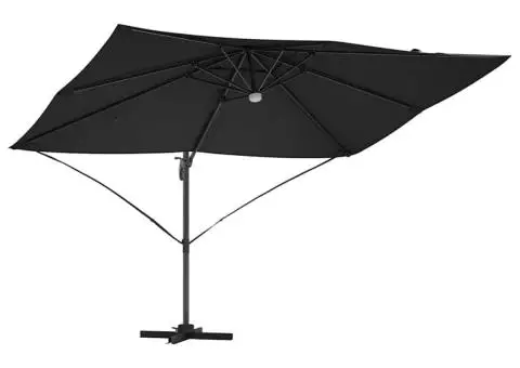 Umbrela Cantilever Roma cu LED-uri Negru, Dimensiuni: 352x251x265 cm, din Aluminiu. - 4/5