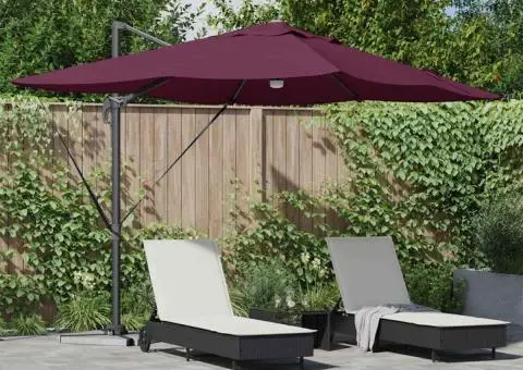 Umbrela Cantilever - Bordo Bordo Metal și Țesătură Mediu Pliabil - 1/5