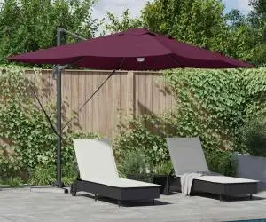 vidaXL Umbrela Cantilever - Bordo Bordo Metal și Țesătură Mediu Pliabil
