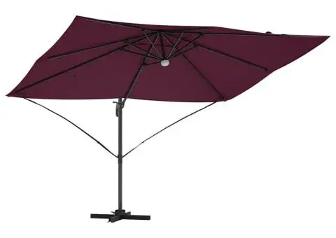 Umbrela Cantilever - Bordo Bordo Metal și Țesătură Mediu Pliabil - 4/5