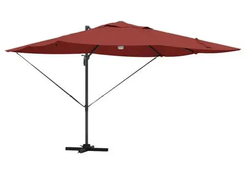 Umbrela tip parasol cu braț Roma, cu LED-uri, teracotă, 352x251x265 cm, din aluminiu - 2/5