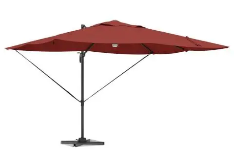 Umbrela tip parasol cu braț Roma, cu LED-uri, teracotă, 352x251x265 cm, din aluminiu - 3/5