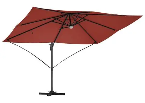 Umbrela tip parasol cu braț Roma, cu LED-uri, teracotă, 352x251x265 cm, din aluminiu - 4/5