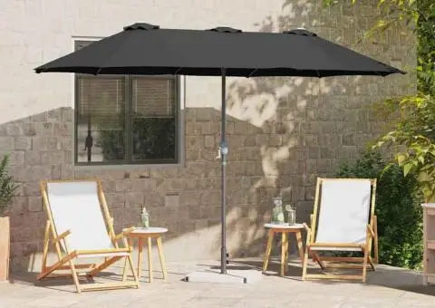 Parasol de Grădină Negru 380 x 196 x 235 cm - 1/5