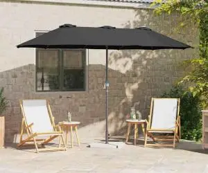 vidaXL Parasol de Grădină Negru 380 x 196 x 235 cm