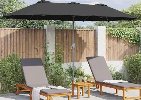 Parasol de Grădină Negru 380 x 196 x 235 cm - 4/5