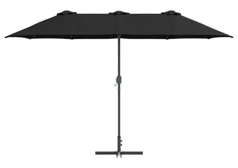 Parasol de Grădină Negru 380 x 196 x 235 cm - 5/5