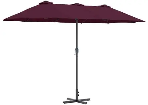 Parasol de Grădină Roșu bordo 380 x 196 x 235 cm - 2/5