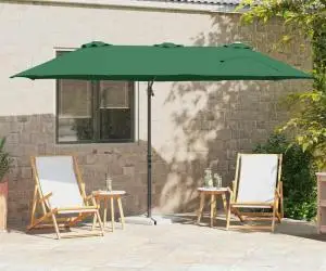 vidaXL Parasol cu braț cantilever pentru grădină cu blocare Verde