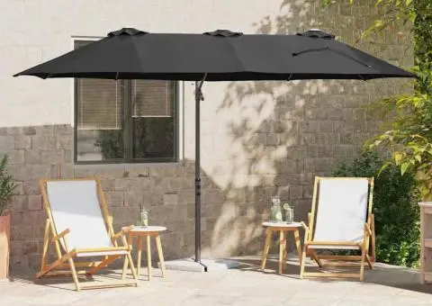 Parasol cu braț cantilever pentru grădină cu blocare Negru mare - 1/5