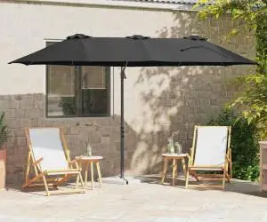 vidaXL Parasol cu braț cantilever pentru grădină cu blocare Negru mare