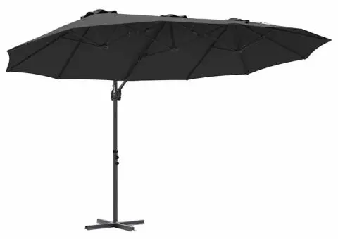 Parasol cu braț cantilever pentru grădină cu blocare Negru mare - 2/5