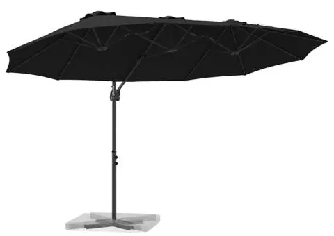 Parasol cu braț cantilever pentru grădină cu blocare Negru mare - 3/5