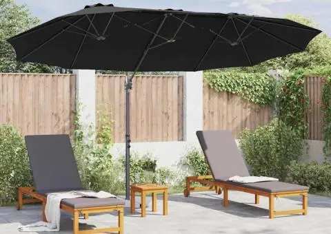 Parasol cu braț cantilever pentru grădină cu blocare Negru mare - 4/5