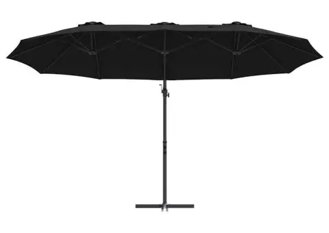 Parasol cu braț cantilever pentru grădină cu blocare Negru mare - 5/5