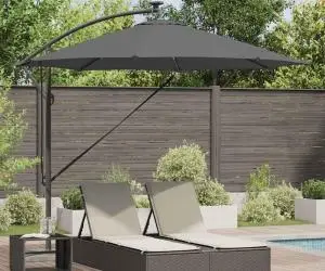 vidaXL Parasol banana cu brațe cu blocare Antracit 294 x 294 x 248 cm
