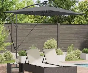 vidaXL Parasol banana cu brațe cu blocare Antracit 294 x 200 x 254 cm
