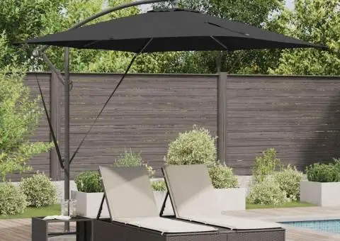 Parasol banana cu brațe cu blocare Negru 249 x 249 x 250 cm - 1/5