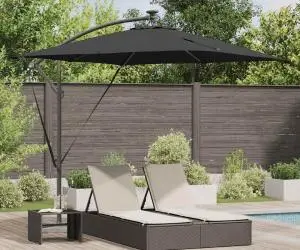 vidaXL Parasol banana cu brațe cu blocare Negru 249 x 249 x 250 cm