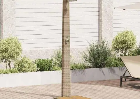 Duș de grădină Bej 60x80x214 cm Poly Rattan - 1/5