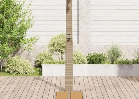 Duș de grădină Bej 60x80x214 cm Poly Rattan - 3/5