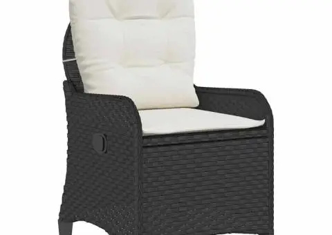 Scaun reclinabil cu perne, negru, poliratan - 2/5