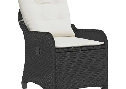 Scaun reclinabil cu perne, negru, poliratan - 4/5