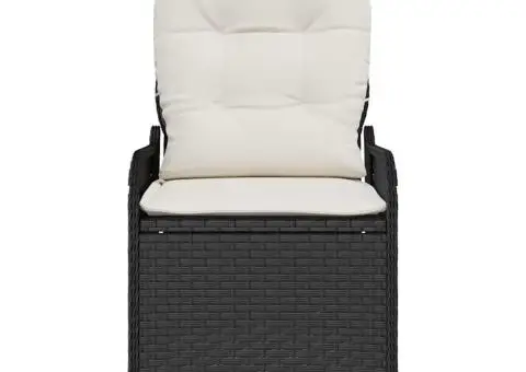 Scaun reclinabil cu perne, negru, poliratan - 5/5