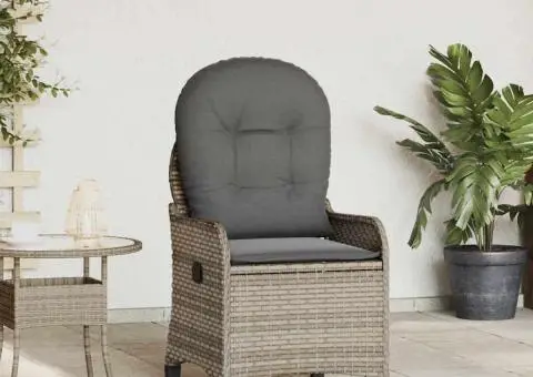 Scaun reclinabil cu perne, gri, poliratan - 1/5