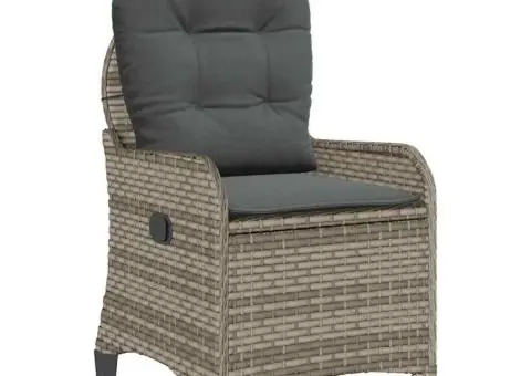 Scaun reclinabil cu perne, gri, poliratan - 2/5