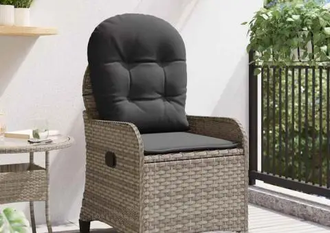 Scaun reclinabil cu perne, gri, poliratan - 3/5