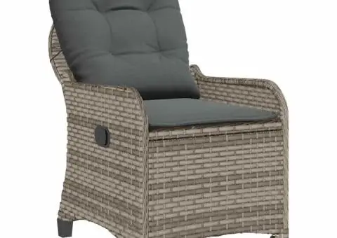 Scaun reclinabil cu perne, gri, poliratan - 4/5