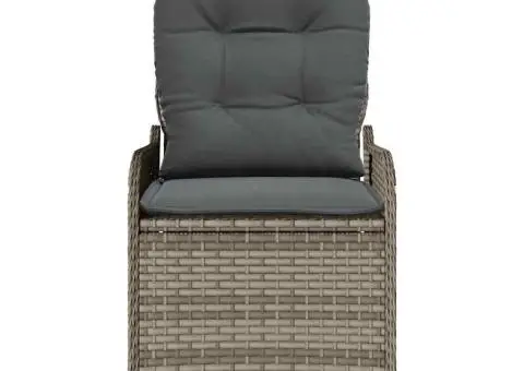 Scaun reclinabil cu perne, gri, poliratan - 5/5