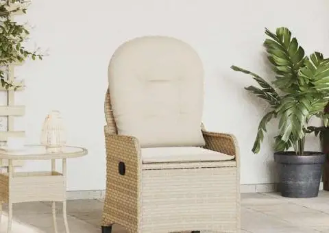 Scaun reclinabil cu perne, bej, poliratan - 1/5