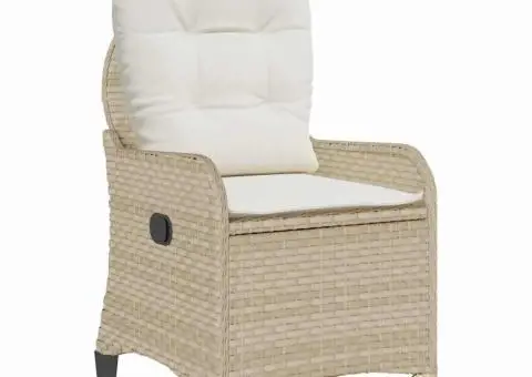 Scaun reclinabil cu perne, bej, poliratan - 2/5