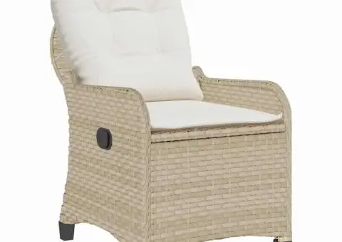 Scaun reclinabil cu perne, bej, poliratan - 4/5