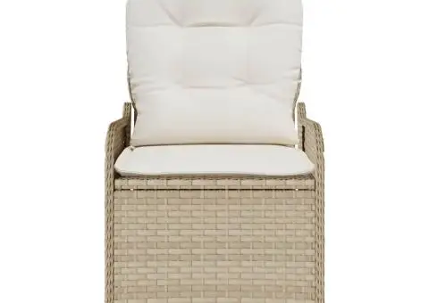 Scaun reclinabil cu perne, bej, poliratan - 5/5