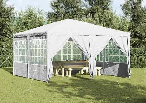 Tenda de petrecere , albă, cu 8 pereți laterali, 4x4 m din PE - 1/5