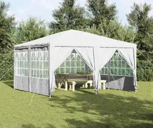 vidaXL Tenda de petrecere , albă, cu 8 pereți laterali, 4x4 m din PE