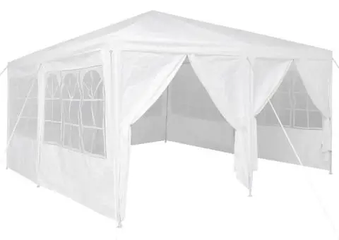 Tenda de petrecere , albă, cu 8 pereți laterali, 4x4 m din PE - 2/5