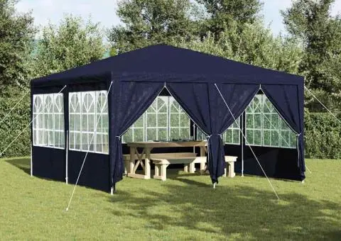 Cort de petrecere cu 8 pereți laterali, albastru, 4x4 m, PE - 1/5