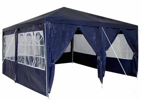 Cort de petrecere cu 8 pereți laterali, albastru, 4x4 m, PE - 2/5