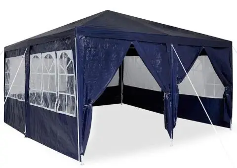 Cort de petrecere cu 8 pereți laterali, albastru, 4x4 m, PE - 3/5