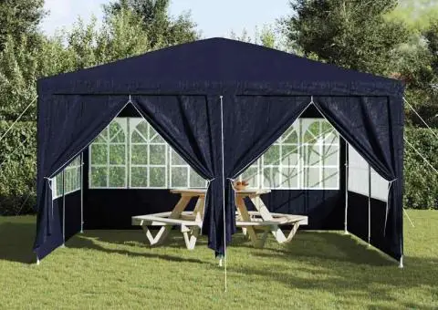 Cort de petrecere cu 8 pereți laterali, albastru, 4x4 m, PE - 4/5