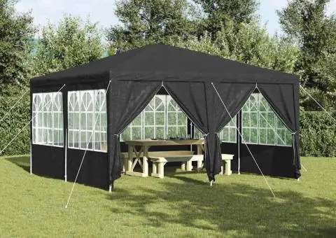 Cort de petrecere cu 8 panouri laterale, Antracit 4x4 m PE - 1/5