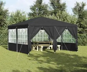 Cort de petrecere cu 8 panouri laterale, Antracit 4x4 m PE