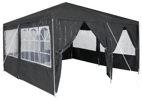 Cort de petrecere cu 8 panouri laterale, Antracit 4x4 m PE - 2/5